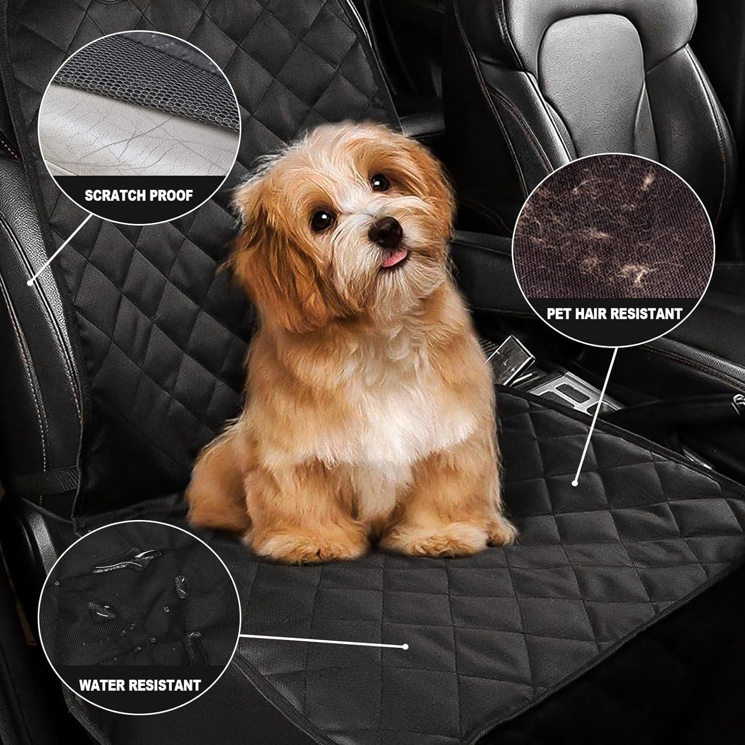 Premium Waterproof Dog Seat Cover for Cars, Trucks, and SUVs - Heavy-Duty 600D Oxford Fabric with Nonslip Backing and Side Flaps, Scratchproof and Durable Design