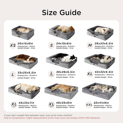 Bedsure Orthopedic Dog Bed Medium with Removable Washable Cover, 28" Grey | Classic Dog Couch Sofa Waterproof, Cozy Bolster Sides, Nonslip Bottom, Comfy Pet Bed for Puppies, Cats, Senior Dogs, Dog Gift