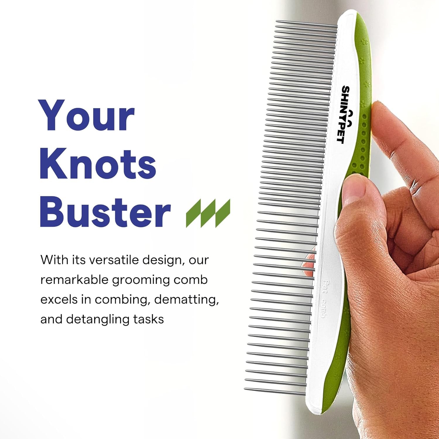 Pet Grooming Comb for Dogs and Cats – Efficiently Removes Tangles, Knots, and Matted Fur – Stainless Steel Teeth with Ergonomic Non-Slip Handle – Ideal for Home Grooming Kits – Includes Comprehensive Ebook Guide