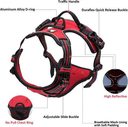 Adjustable No-Pull Dog Harness Reflective Vest, Purple, S | Front Clip, No-Choke, Soft Padded, Control Handle, anti Escape, Dog Car Harness, Walking and Training, Escape Proof, TLH5651