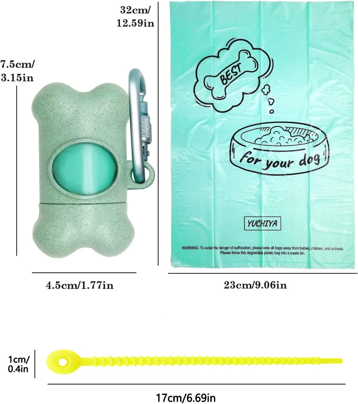 Dog Waste Bag Dispenser with Leak-Proof Scented Bags and Secure Carabiner (1 Holder, 195 Bags, Blue)