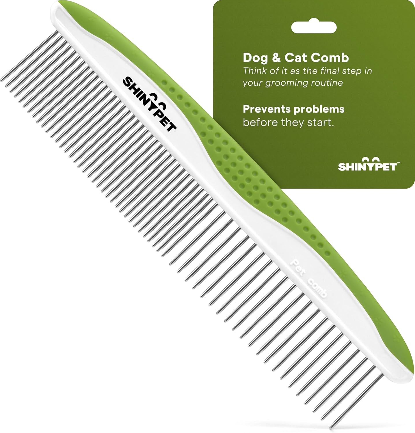 Pet Grooming Comb for Dogs and Cats – Efficiently Removes Tangles, Knots, and Matted Fur – Stainless Steel Teeth with Ergonomic Non-Slip Handle – Ideal for Home Grooming Kits – Includes Comprehensive Ebook Guide