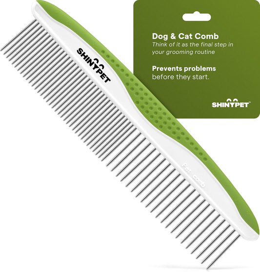 Pet Grooming Comb for Dogs and Cats – Efficiently Removes Tangles, Knots, and Matted Fur – Stainless Steel Teeth with Ergonomic Non-Slip Handle – Ideal for Home Grooming Kits – Includes Comprehensive Ebook Guide