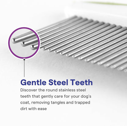 Pet Grooming Comb for Dogs and Cats – Efficiently Removes Tangles, Knots, and Matted Fur – Stainless Steel Teeth with Ergonomic Non-Slip Handle – Ideal for Home Grooming Kits – Includes Comprehensive Ebook Guide