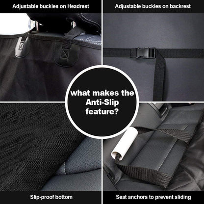 Premium Waterproof Dog Seat Cover for Cars, Trucks, and SUVs - Heavy-Duty 600D Oxford Fabric with Nonslip Backing and Side Flaps, Scratchproof and Durable Design