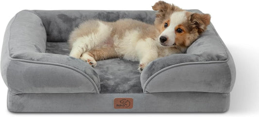 Bedsure Orthopedic Dog Bed Medium with Removable Washable Cover, 28" Grey | Classic Dog Couch Sofa Waterproof, Cozy Bolster Sides, Nonslip Bottom, Comfy Pet Bed for Puppies, Cats, Senior Dogs, Dog Gift