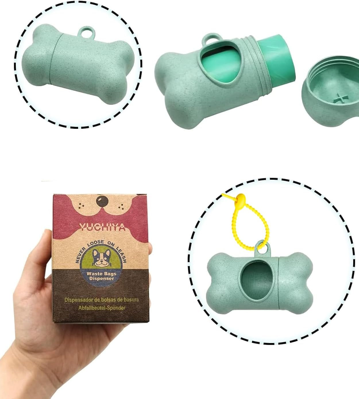 Dog Waste Bag Dispenser with Leak-Proof Scented Bags and Secure Carabiner (1 Holder, 195 Bags, Blue)