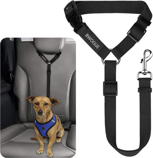 Adjustable Dog Seat Belt for Car Travel with Headrest Restraint, 2-in-1 Leash and Safety Lead for Dogs and Cats, 18-30 inches, Compatible with Dog Harness, Zinc Alloy Snap