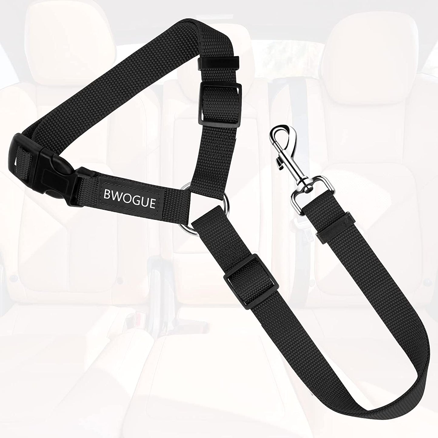 Adjustable Dog Seat Belt for Car Travel with Headrest Restraint, 2-in-1 Leash and Safety Lead for Dogs and Cats, 18-30 inches, Compatible with Dog Harness, Zinc Alloy Snap