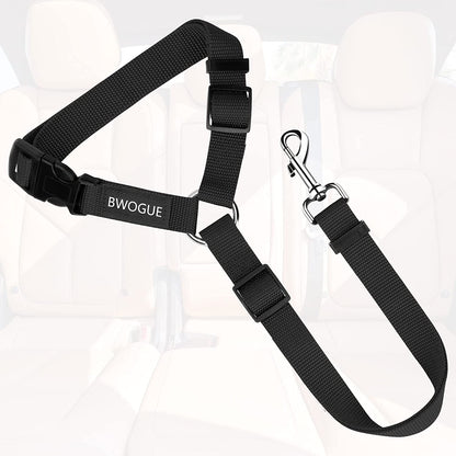 Adjustable Dog Seat Belt for Car Travel with Headrest Restraint, 2-in-1 Leash and Safety Lead for Dogs and Cats, 18-30 inches, Compatible with Dog Harness, Zinc Alloy Snap