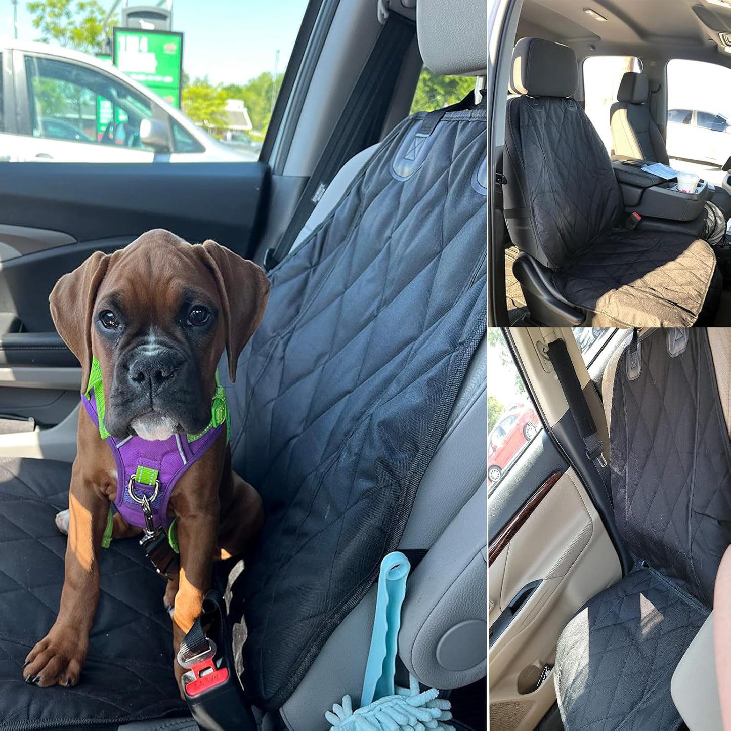 Premium Waterproof Dog Seat Cover for Cars, Trucks, and SUVs - Heavy-Duty 600D Oxford Fabric with Nonslip Backing and Side Flaps, Scratchproof and Durable Design