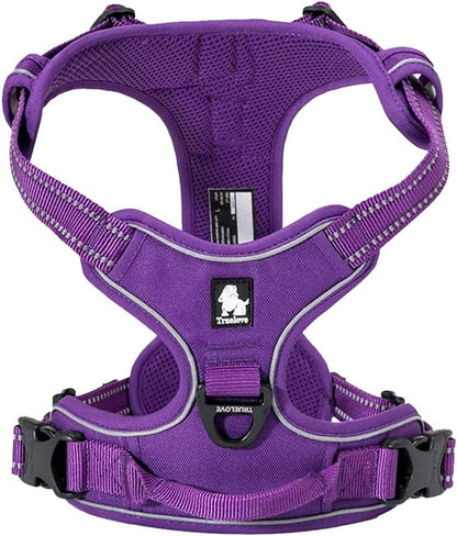 Adjustable No-Pull Dog Harness Reflective Vest, Purple, S | Front Clip, No-Choke, Soft Padded, Control Handle, anti Escape, Dog Car Harness, Walking and Training, Escape Proof, TLH5651
